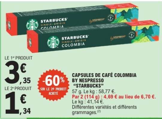 CAPSULES DE CAFÉ COLOMBIA BY NESPRESSO "STARBUCKS"