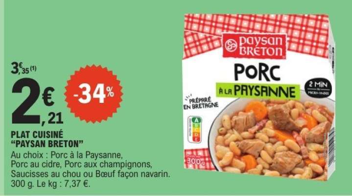 PLAT CUISINÉ “PAYSAN BRETON”