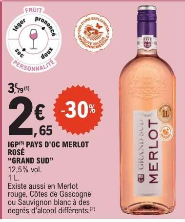 IGP PAYS D'OC MERLOT ROSÉ 'GRAND SUD'