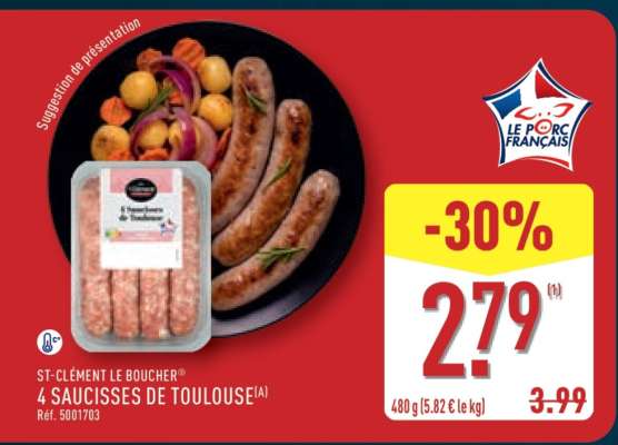 4 saucisses de Toulouse