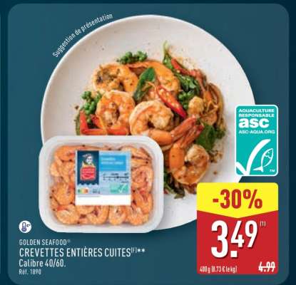 GOLDEN SEAFOOD CREVETTES ENTIÈRES CUITES