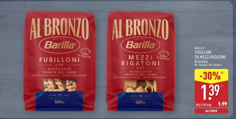 BARILLA FUSILLONI OU MEZZI RIGATONI