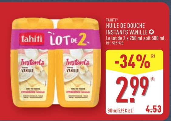 TAHITI® HUILE DE DOUCHE INSTANTS VANILLE
