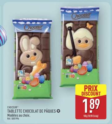 CHOCEUR TABLETTE CHOCOLAT DE PÂQUES