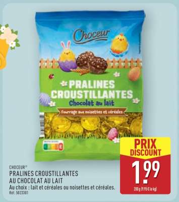 CHOCEUR PRALINES CROUSTILLANTES AU CHOCOLAT AU LAIT