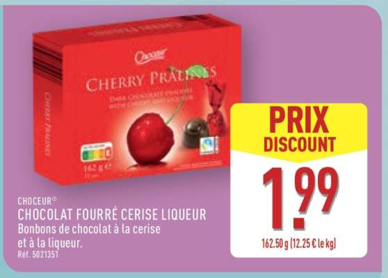 CHOCEUR CHOCOLAT FOURRÉ CERISE LIQUEUR