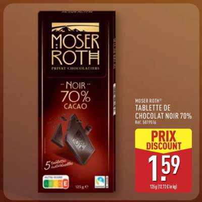 MOSER ROTH TABLETTE DE CHOCOLAT NOIR 70%
