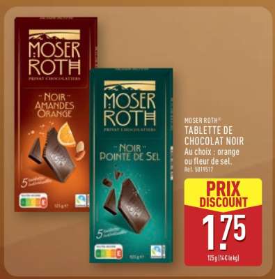 Moser Roth Tablette de Chocolat Noir