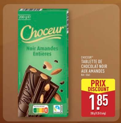 CHOCEUR TABLETTE DE CHOCOLAT NOIR AUX AMANDES