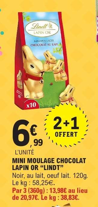 MINI MOULAGE CHOCOLAT LAPIN OR "LINDT"