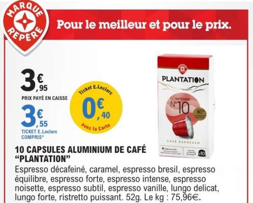 10 CAPSULES ALUMINIUM DE CAFÉ “PLANTATION”