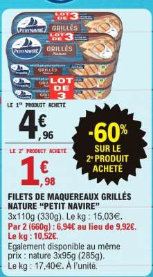 FILETS DE MAQUEREAUX GRILLÉS NATURE “PETIT NAVIRE”