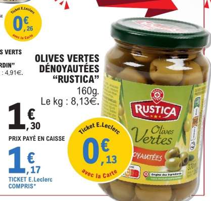OLIVES VERTES DÉNOYAUTÉES "RUSTICA"