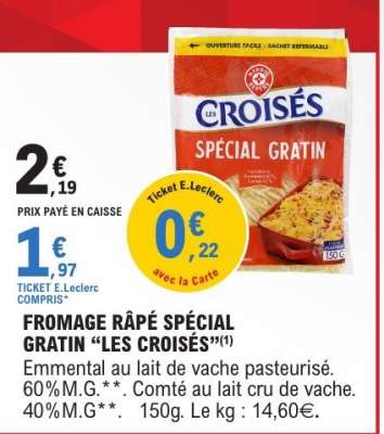 FROMAGE RÂPÉ SPÉCIAL GRATIN “LES CROISÉS”