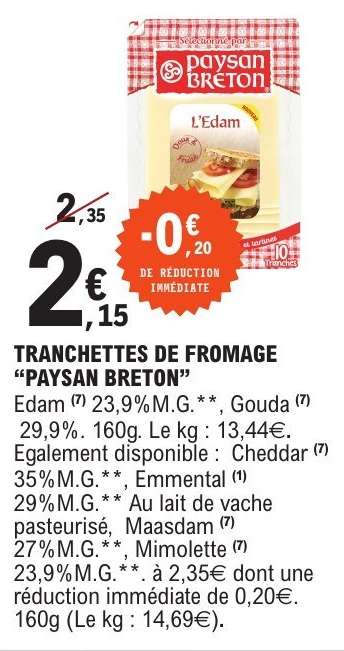 TRANCHETTES DE FROMAGE “PAYSAN BRETON”