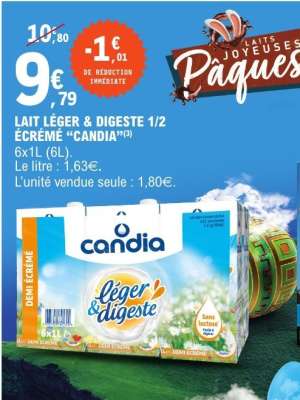 LAIT LÉGER & DIGESTE 1/2 ÉCRÉMÉ “CANDIA”