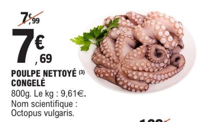 POULPE NETTOYÉ CONGELÉ