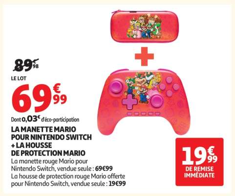 LA MANETTE MARIO POUR NINTENDO SWITCH + LA HOUSSE DE PROTECTION MARIO
