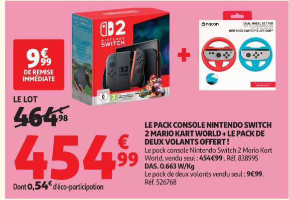 LE PACK CONSOLE NINTENDO SWITCH 2 MARIO KART WORLD + LE PACK DE DEUX VOLANTS OFFERT !
