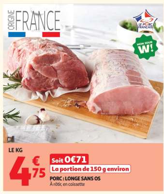 Porc : Longe Sans Os
