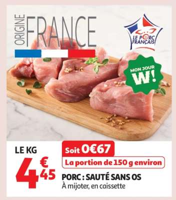 Porc : Sauté Sans Os