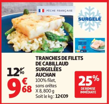 Tranches De Filets De Cabillaud Surgelées Auchan