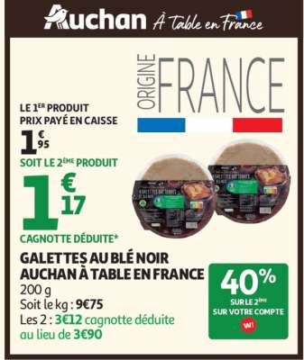 GALETTES AU BLÉ NOIR AUCHAN À TABLE EN FRANCE