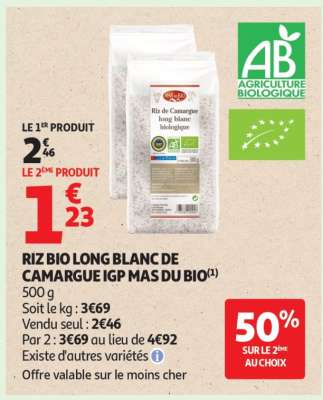 RIZ BIO LONG BLANC DE CAMARGUE IGP MAS DU BIO