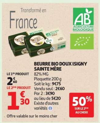 BEURRE BIO DOUX ISIGNY SAINTE MÈRE