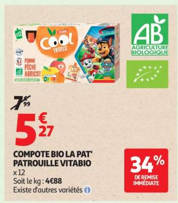 COMPOTE BIO LA PAT' PATROUILLE VITABIO