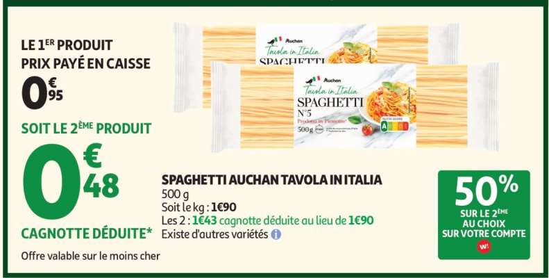 SPAGHETTI AUCHAN TAVOLA IN ITALIA