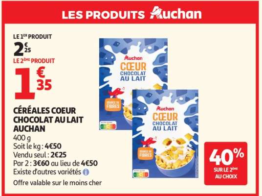 Céréales Coeur Chocolat Au Lait Auchan
