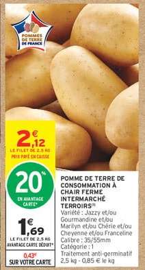 Pomme de terre de consommation à chair ferme Intermarché Terroirs