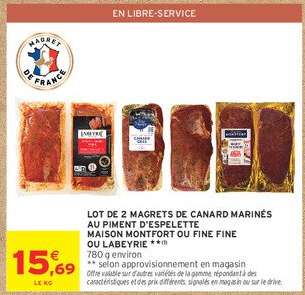 Lot de 2 magrets de canard marinés au piment d'Espelette