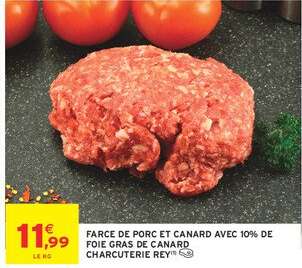 Farce de porc et canard avec 10% de foie gras de canard