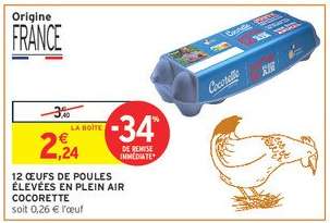 12 œufs de poules élevées en plein air Cocorette