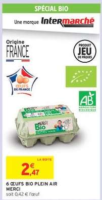6 ŒUFS BIO PLEIN AIR MERCI