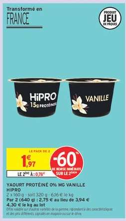 YAOURT PROTÉINÉ 0% MG VANILLE HIPRO
