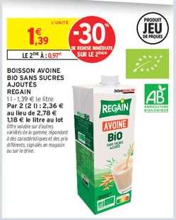 BOISSON AVOINE BIO SANS SUCRES AJOUTÉS REGAIN