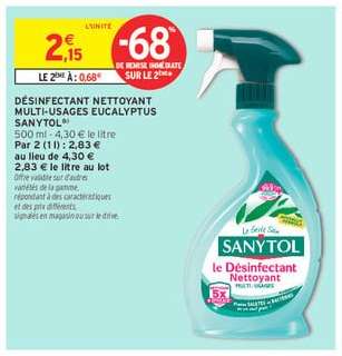 Désinfectant Nettoyant Multi-usages Eucalyptus SANYTOL