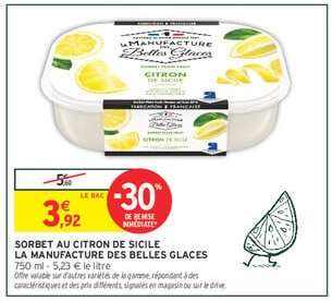 Sorbet au Citron de Sicile La Manufacture des Belles Glaces