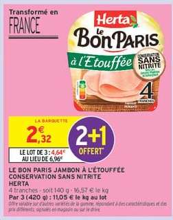 Herta Le Bon Paris Jambon à l'Étouffée