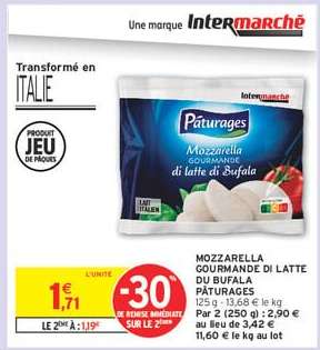 MOZZARELLA GOURMANDE DI LATTE DU BUFALA PÂTURAGES