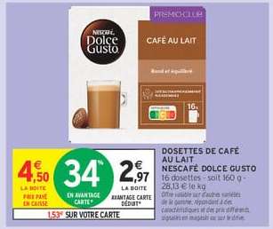 DOSETTES DE CAFÉ AU LAIT NESCAFÉ DOLCE GUSTO
