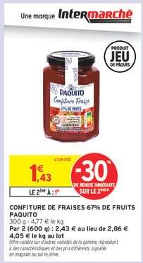 CONFITURE DE FRAISES 67% DE FRUITS PAQUITO