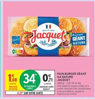 PAIN BURGER GÉANT X4 NATURE JACQUET