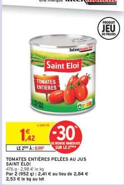 TOMATES ENTIÈRES PELÉES AU JUS SAINT ÉLOI