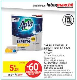 CAPSULE VAISSELLE EXPERT TOUT EN 1 X30 CITRON APTA