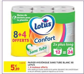 PAPIER HYGIÉNIQUE SANS TUBE BLANC X8 LOTUS