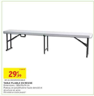 TABLE PLIABLE EN RESINE